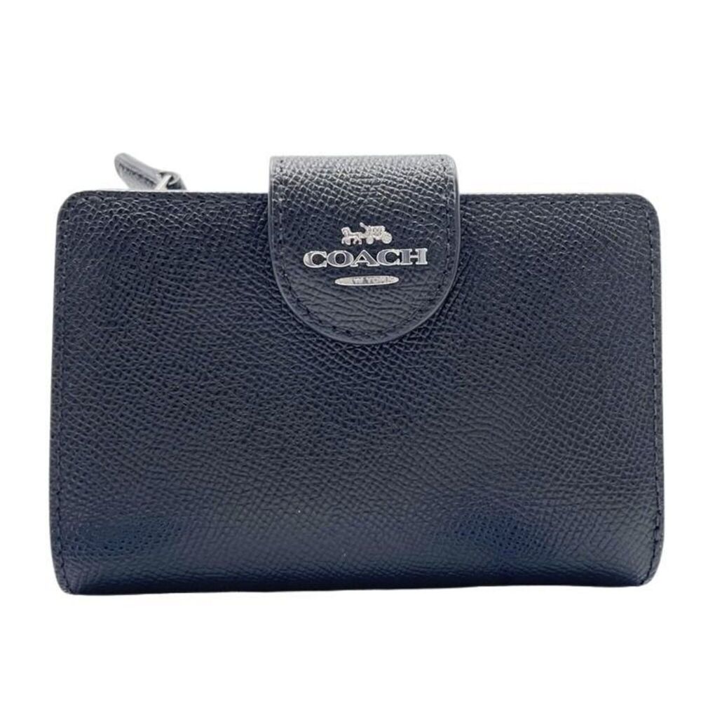 COACH Coach Bi-fold Wallet Medium Corner Zip 6390 Black Leather Women's